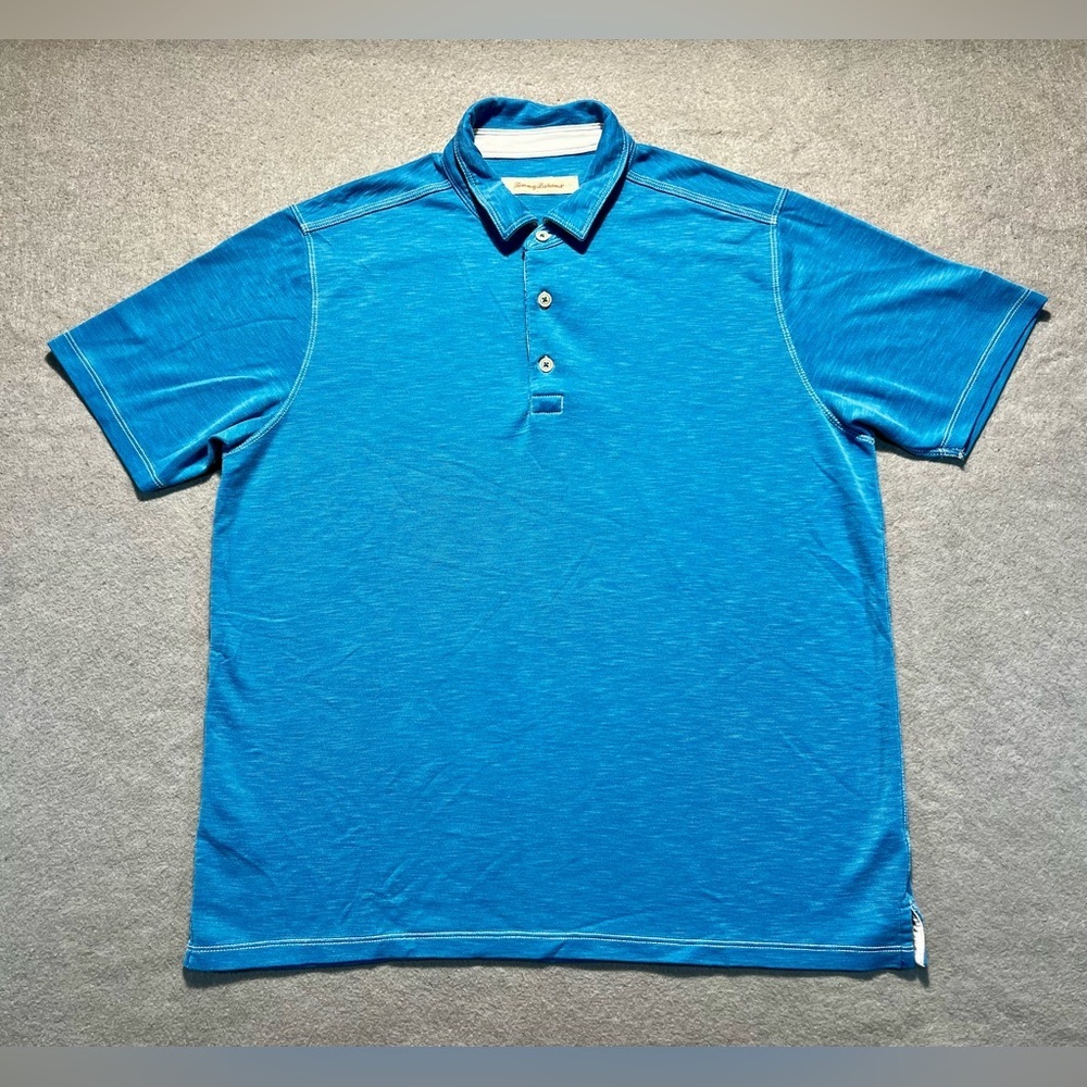 Tommy Bahama Men’s Polo Shirt Blue Large Modal Polyester Blend Knit